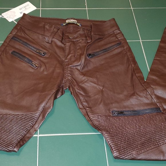 Ladies faux leather look moto jeans - Picture 3 of 6